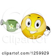 Happy Emoticon Holding A Watering Can