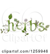 Herbs Text With Leaves And Flowers