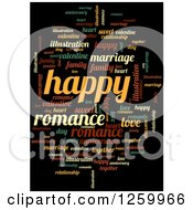 Romance And Happy Word Collage On Black