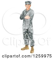 Poster, Art Print Of Caucasian Male Soldier In Camouflage Standing With Folded Arms