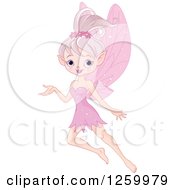 Clipart Of A Presenting Pink Pixie Fairy Girl Royalty Free Vector Illustration