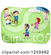 Poster, Art Print Of Happy Children Playing Baseball In A Yard
