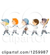 Poster, Art Print Of Happy Boys Walking With Baseball Equipment