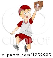 Poster, Art Print Of Blond Caucasian Boy Catching A Baseball