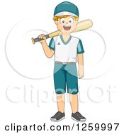 Clipart Of A Cacuasian Boy Standing With A Baseball Bat Royalty Free Vector Illustration