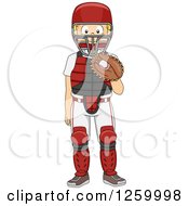 Poster, Art Print Of Caucasian Boy Baseball Catcher