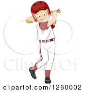 Clipart Of A Cacuasian Boy Swinging A Baseball Bat Royalty Free Vector Illustration