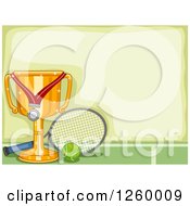 Poster, Art Print Of Border With A Sports Trophy And Tennis Equipment