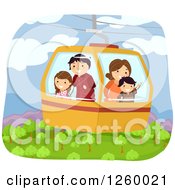 Stick Family Riding In A Gondola Cable Car Over A Forest