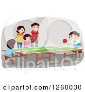 Poster, Art Print Of Happy Family Playing A Game Of Table Tennis