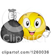 Poster, Art Print Of Happy Emoticon Holding A Garbage Bag