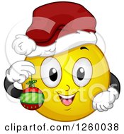 Poster, Art Print Of Christmas Emoticon Holding A Bauble