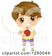 Poster, Art Print Of Caucasian Boy Holding A Ping Pong Paddle