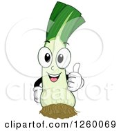 Clipart Of A Happy Leek Character Giving A Thumb Up Royalty Free Vector Illustration by BNP Design Studio