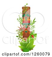 Totem Pole With Jungle Plants