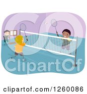 Poster, Art Print Of Boys Playing Badminton On An Indoor Court