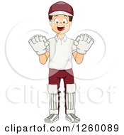 Clipart Of A Cricket Wicket Keeper Boy Royalty Free Vector Illustration