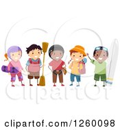 Clipart Of A Group Of Happy Sporty Children Royalty Free Vector Illustration by BNP Design Studio