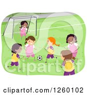 Poster, Art Print Of Girls Playing Soccer