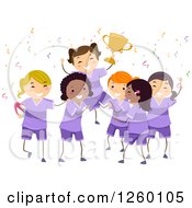 Poster, Art Print Of Cheering Rugby Girls Holding Up A Trophy