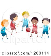 Poster, Art Print Of Happy Boys Playing Basketball