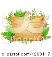 Clipart Of A Wooden Sign With Jungle Plants Royalty Free Vector Illustration by BNP Design Studio