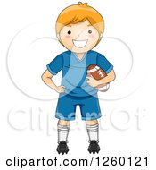 Caucasian Boy Holding A Football