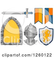 Clipart Of Medieval Knight Design Elements Royalty Free Vector Illustration