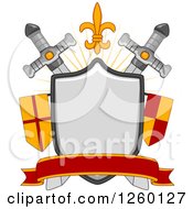 Poster, Art Print Of Heraldic Shield With Aswords And Flags