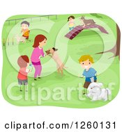Clipart Of An Outdoor Agility Course With Children And Dogs Royalty Free Vector Illustration by BNP Design Studio