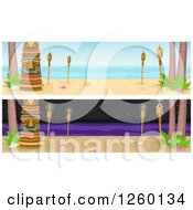 Poster, Art Print Of Website Borders Of Tikis And Torches Day And Night