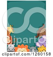 Poster, Art Print Of Teal Background Bordered With Safari And African Animals