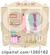 Shabby Chic Armoire With Ladies Clothing