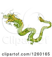 Poster, Art Print Of Green And Yellow Chinese Dragon Mascot