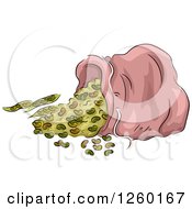 Clipart Of A Spilled Bag Of Beans Royalty Free Vector Illustration