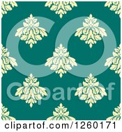 Clipart Of A Seamless Pattern Background Of Vintage Damask Floral Royalty Free Vector Illustration
