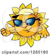 Clipart Of A Happy Summer Sun Wearing Shades And A Hat And Giving A Thumb Up Royalty Free Vector Illustration by Vector Tradition SM