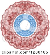 Clipart Of A Red And Blue Medieval Lace Circle Design Royalty Free Vector Illustration