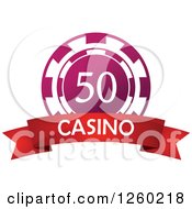 Pink 50 Poker Chip With A Casino Text Banner