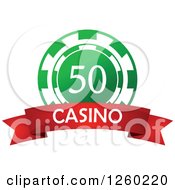 Poster, Art Print Of Green 50 Poker Chip With A Casino Text Banner