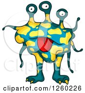 Clipart Of A Blue And Yellow Monster Royalty Free Vector Illustration