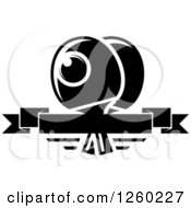 Clipart Of A Black And White Ping Pong Ball And Table Tennis Paddles With A Blank Banner Royalty Free Vector Illustration by Vector Tradition SM