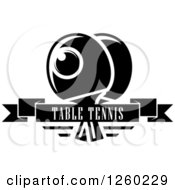 Clipart Of A Black And White Ping Pong Ball And Table Tennis Paddles With A Text Banner Royalty Free Vector Illustration by Vector Tradition SM