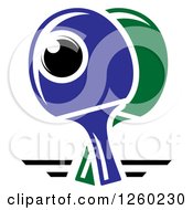 Clipart Of A Ping Pong Ball And Table Tennis Paddles Royalty Free Vector Illustration