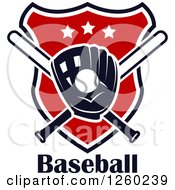 Poster, Art Print Of Baseball In A Mitt Over Crossed Bats On A Shield Above Text
