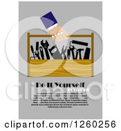 Clipart Of A Hand Carrying A Tool Box With DIY Concept And Sample Text Royalty Free Vector Illustration