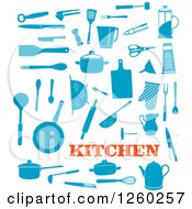Poster, Art Print Of Blue Kitchen Accessories