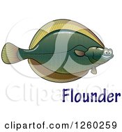 Poster, Art Print Of Happy Flounder Fish Over Text