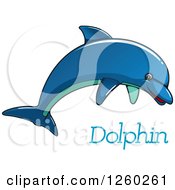 Poster, Art Print Of Blue Dolphin Jumping Over Text