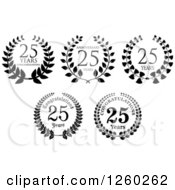 Clipart Of Black And White 25 Years Anniversary Designs Royalty Free Vector Illustration